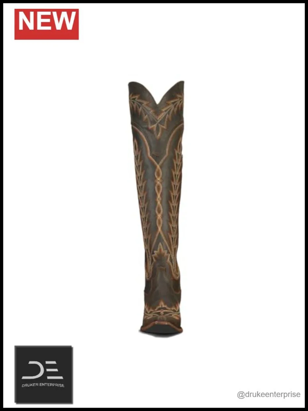 Over the Knee Cowgirl Boots Embroidered Chunky Heel Faux Leather Western Thigh